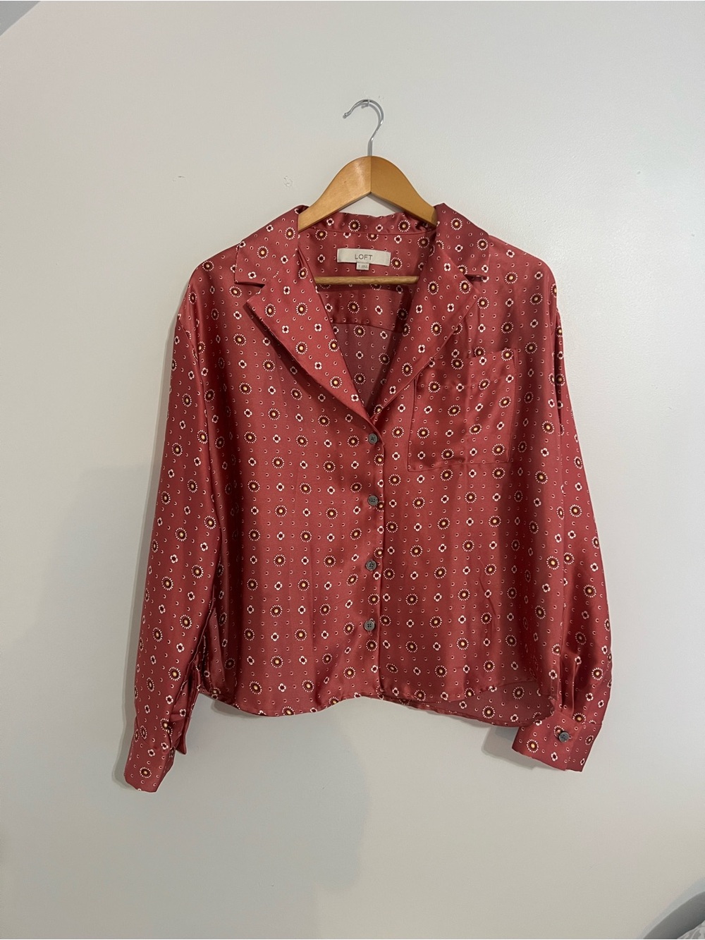 LOFT Rose Rust Floral Dot Blouse